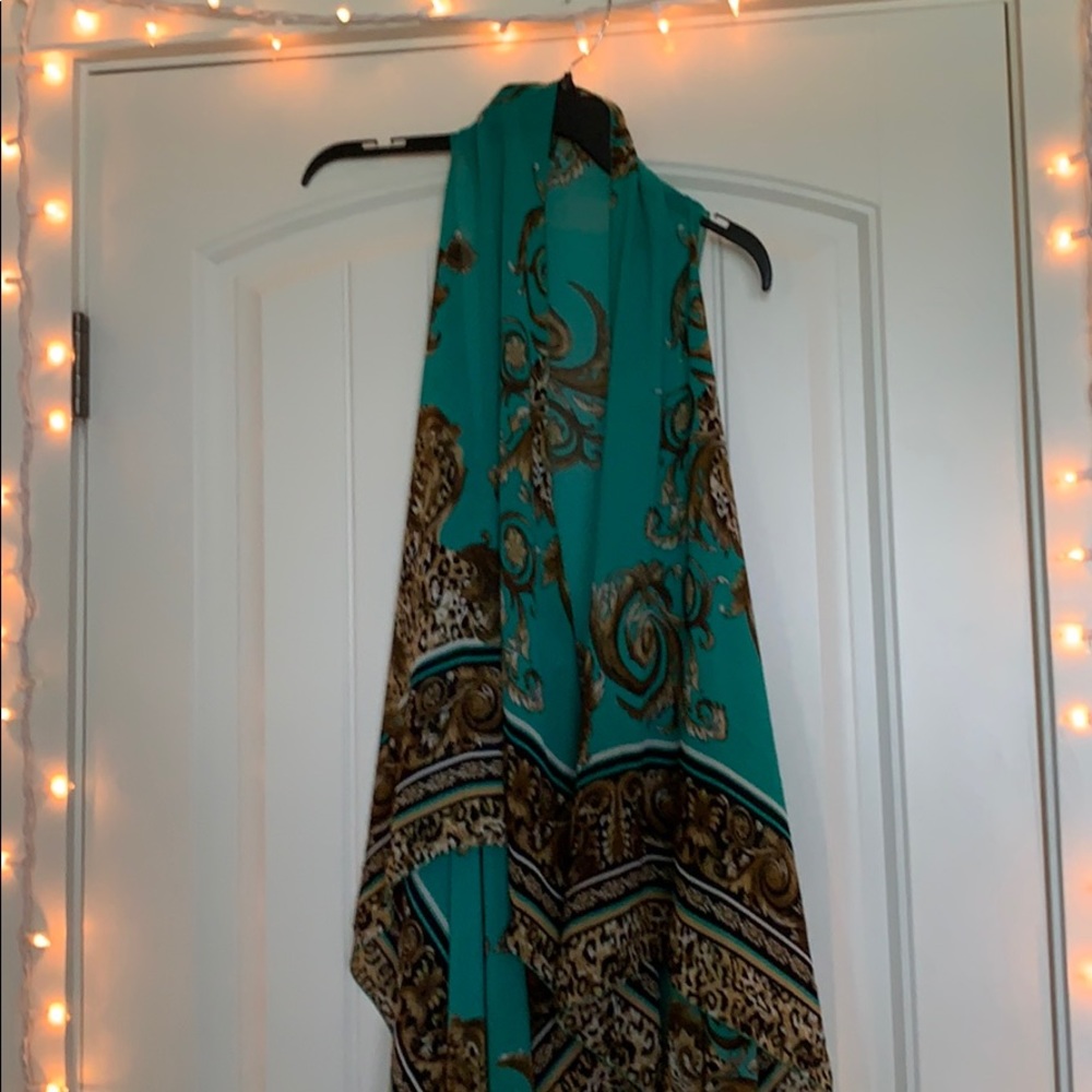 high low patterned overlay cardigan